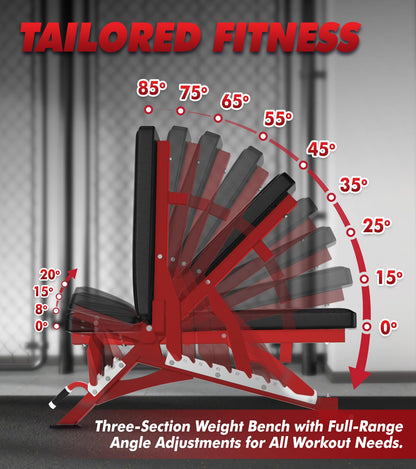 RITFIT Adjustable Weight Bench with Multiple Back Positions for Full Body Workouts, Incline, Decline, and Flat Settings for Home Gym Strength Training, 1300LB Capacity
