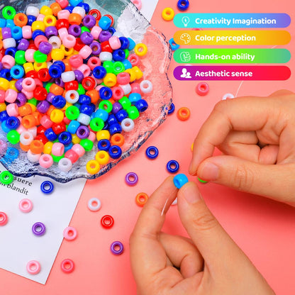 IOOLEEM Pony Beads, 4200pcs 27 Colors(Solid & Glitter), Beading Kits for Bracelet, Beads for Friendship Bracelets & Jewelry Making, Easy Storage.