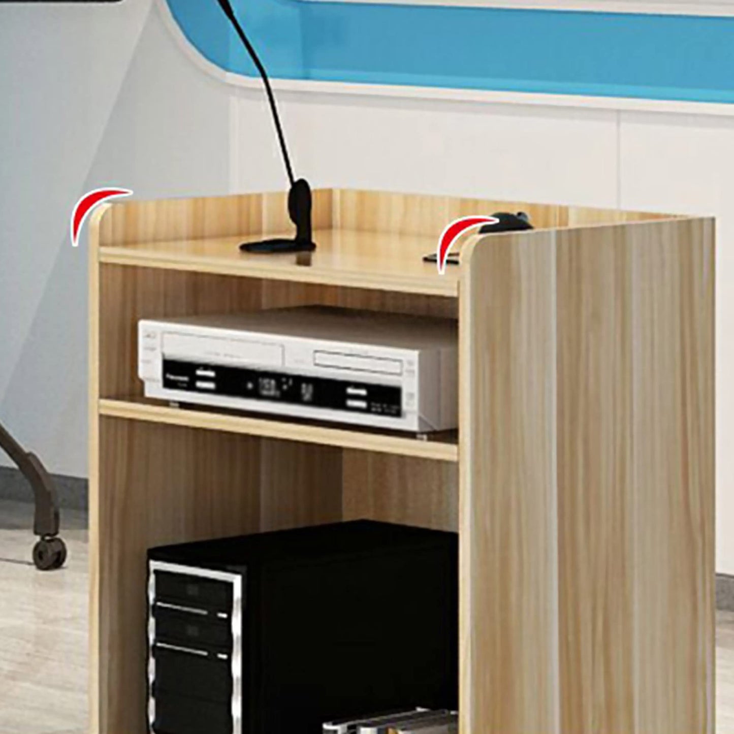 LaseVe Podium Podium Presentation Lectern Stand Podium,Standing Desk Host Stage Speaking Reading Table for Classroom with Wire Hole, Apply to Conference Auditorium/Teak/63x40x110cm