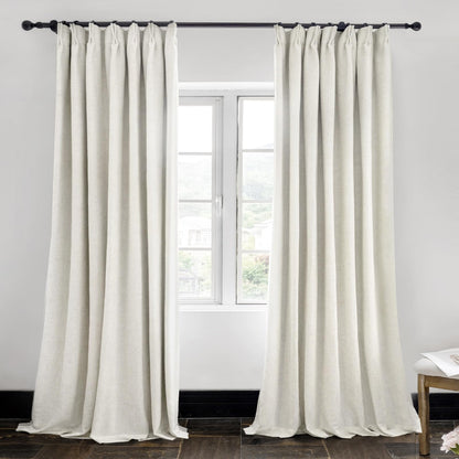 IVAPUPU Natural Linen Blend Pinch Pleated Curtains with 63'', 84'', 95'', 108'' Length