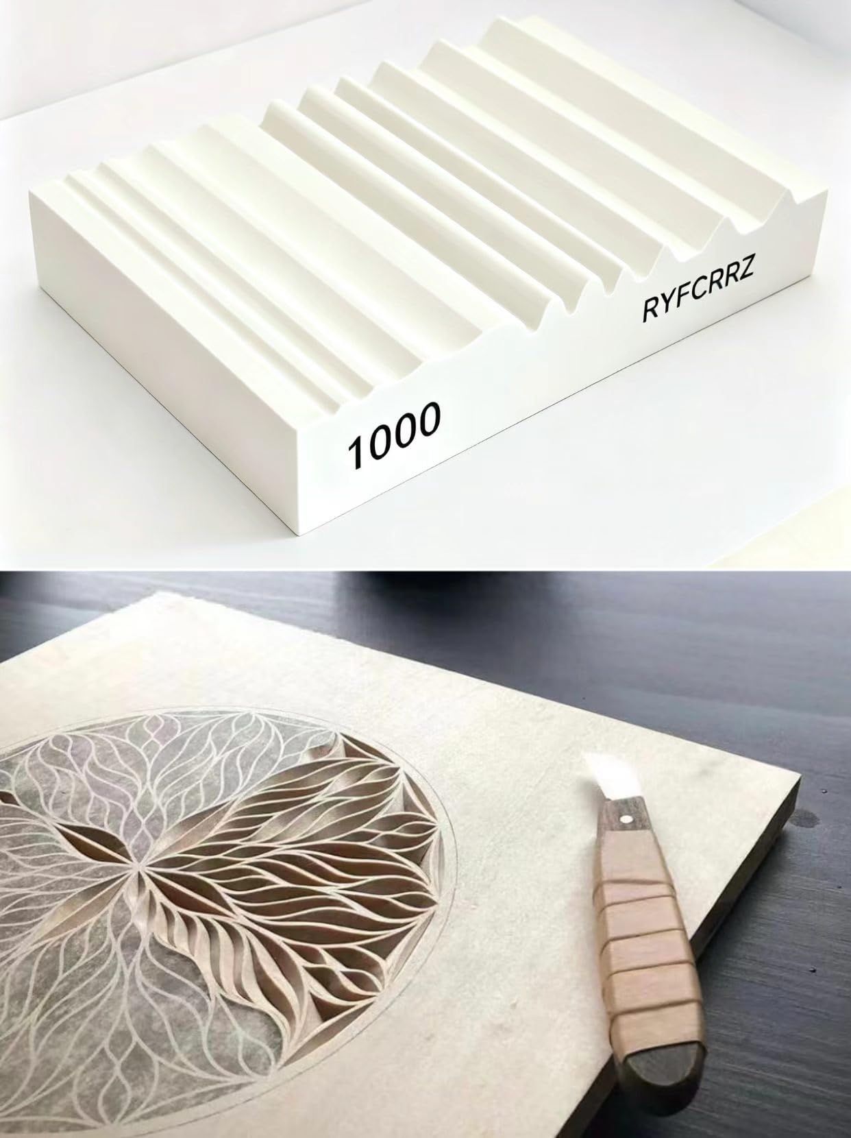 RYFCRRZ Whetstones Wood Carvers Sharpener Wood Carving Chisel Tools Knife Gouge Sharpening Stones System Handy Multifunctional Little Wet Stone Waterstone with Multiple Grooves 1000 Grit