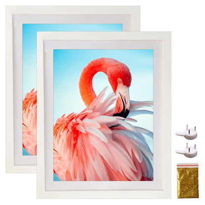 12x16 Wood Picture Frame Set of 2 Diamond Painting Frame 30x40cm Display 12x16in / 30x40 cm Without Mat or 10x14 in/ 25x35cm with Mat Diamond Art Frame 12 x 16 Poster Photo Gallery Wall Frame - White