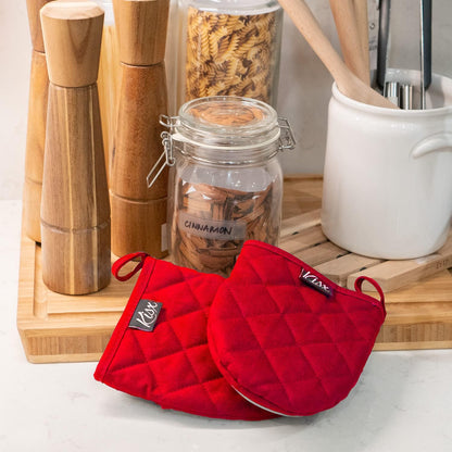 Oven Mitts Heat Resistant, Mini Silicone Gloves for Cooking, Kitchen Pot Holders & Oven Mitts Sets (Red Color)
