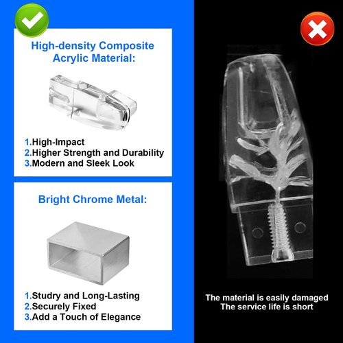 2 Pack Clear Acrylic Towel Bar Brackets with Bright Chrome Sleeve Replacement for Basco & alumax Shower Door Parts,Sliver (Towel Bar NOT Included)