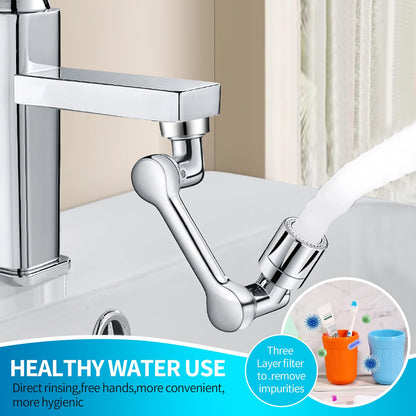 1440° Swivel Faucet Extender Sink Aerator 2 Mode Splash Water Filter Extension Kitchen Bathroom 360° Rotatable Spray Attachment Multifunctional Universal Robotic Arm Wash Hand Hair