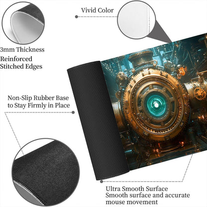 Steampunk Large Mouse Pad Industry Gear Precision Mousepad XL Large Gaming Mouse Pad Laptop Keyboard Mat Desk Pad Ideal for Office, Home, or Remote Work 31.5x11.8 Inch