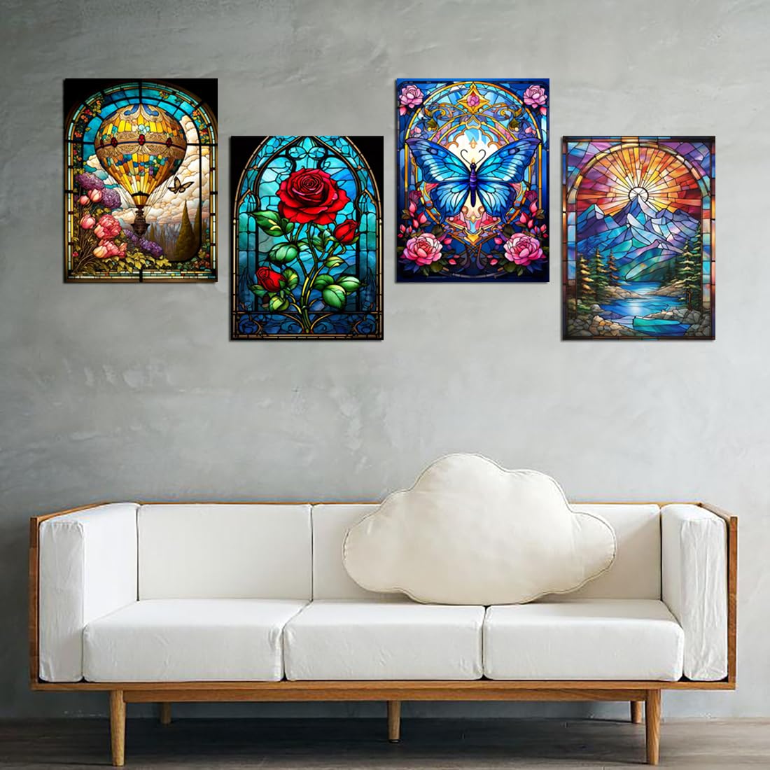 Muzagroo Art Rose Diamond Painting Kits for Adults, Colorful 5D Diamond Art Kits for Living Room Wall Art, DIY Drill Art 12x16 inches Gem Arts and Crafts 4PCS