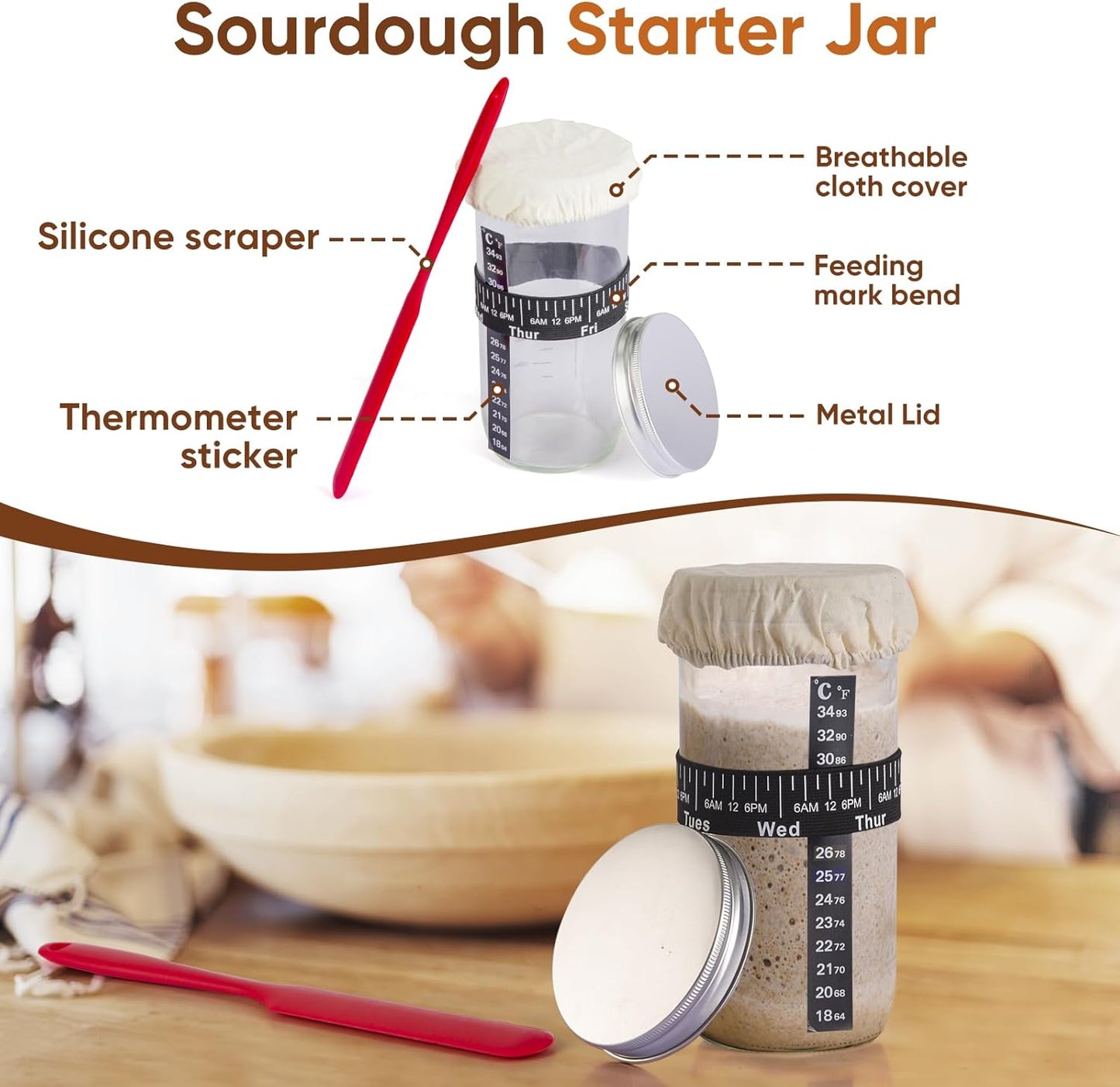 Round & Oval Bread Proofing Basket Set by [Brand Name] | 9" & 10" Sourdough Baking Tools for Artisan Bakers