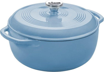 Lodge Enameled Cast Iron Dutch Oven | 3 Quart with Lid & Dual Handles - Oven Safe to 500°F - Storm Blue