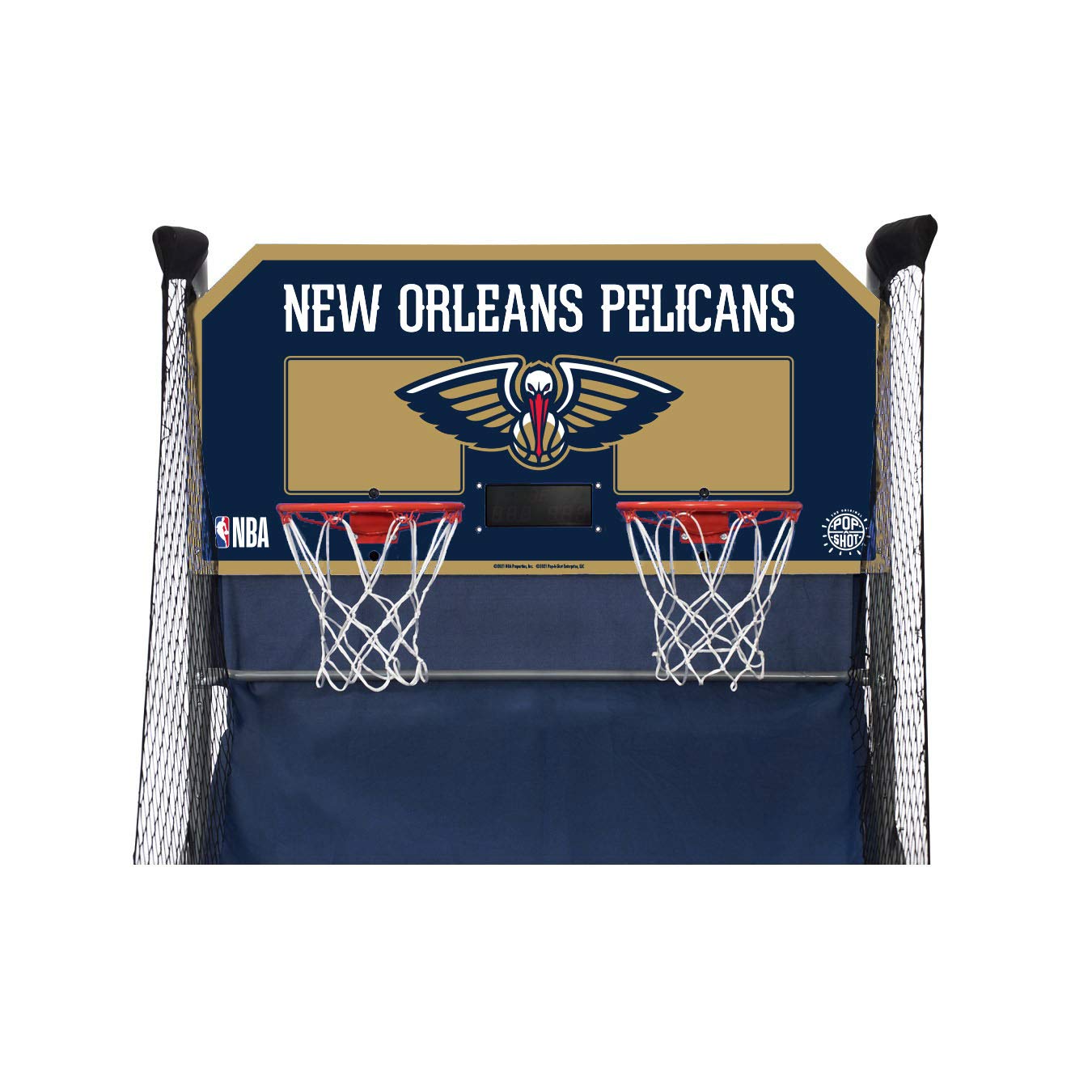Pop-A-Shot - Home Dual Shot with New Orleans Pelicans NBA Graphics l Sensor Scoring l 16 Game Modes l 7 Balls l Foldable Storage l for All NBA Fans