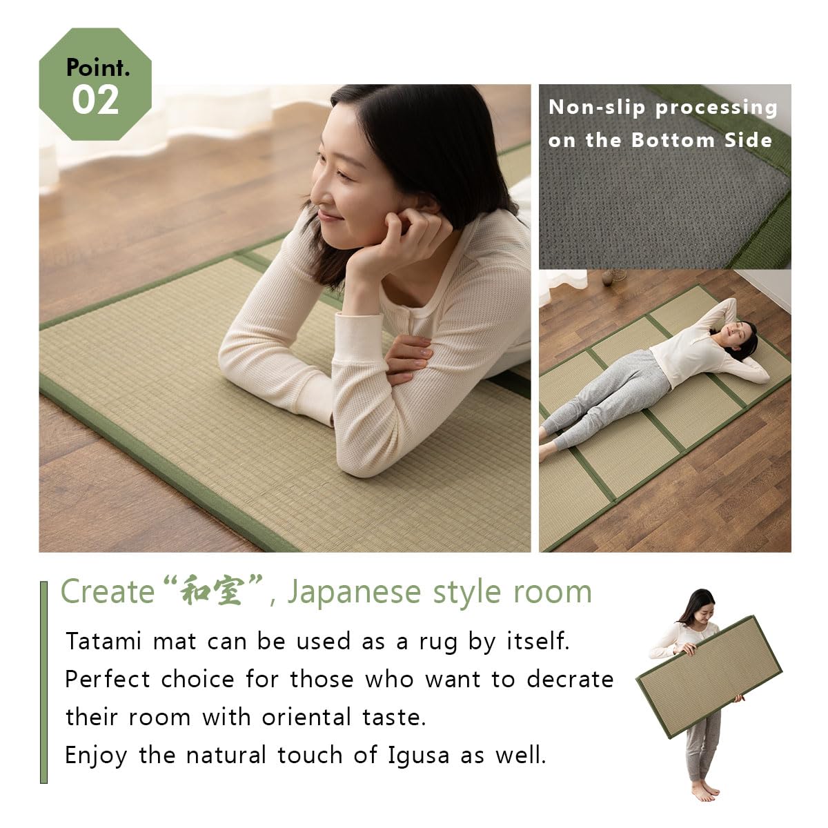 EMOOR Japanese Futon Mattress Premium CLASSE and Tatami Mat Set Twin, Floor Sleeping Mat Sikibuton Igusa Natural Cotton