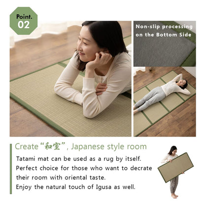 EMOOR Japanese Futon Mattress Premium CLASSE and Tatami Mat Set Twin, Floor Sleeping Mat Sikibuton Igusa Natural Cotton