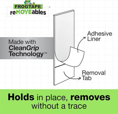 FrogTape reMOVEables Heavy Duty Wall Hooks - No Damage & Easy to Remove - White | Holds Up to 5 lbs (Pack of 1)
