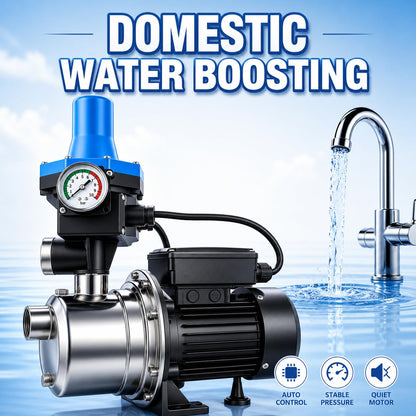 Weeflos 3/4 HP 1020 GPH Shallow Well Water Jet Pump Stainless Steel Automatic Water Booster Pump 118FT 115V for Home, Garden, Lawn Transfer Draining Irrigation