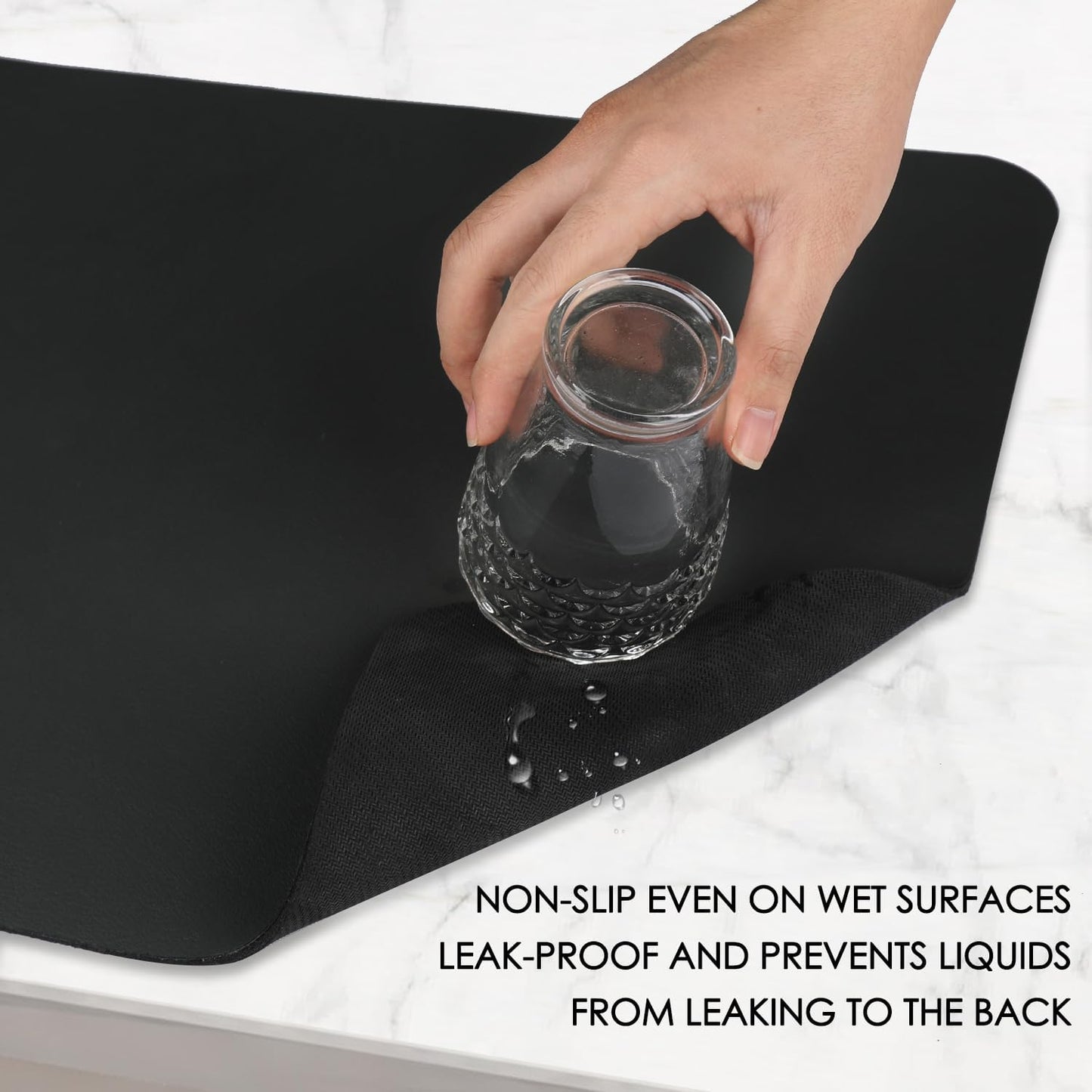 QPIX DIGITAL Coffee Mat for Countertop - 19"x12" Super Absorbent Dish Drying Mat for Kitchen