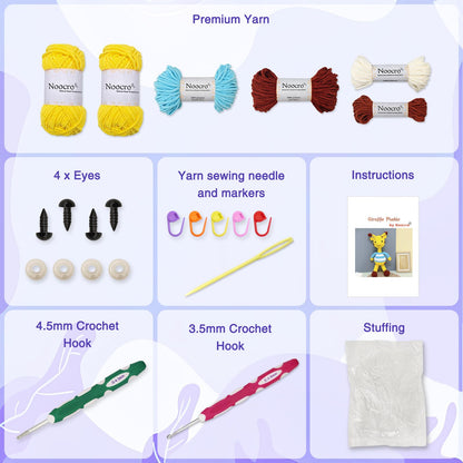 Noocro Amigurumi Crochet Kit for Beginners, Intermediate and Advanced Crocheters, DIY Crochet Plushie Kit with Complete Kit, Detailed Instrucions and Video Tutorial - Fun Craft Gift (Giraffe)