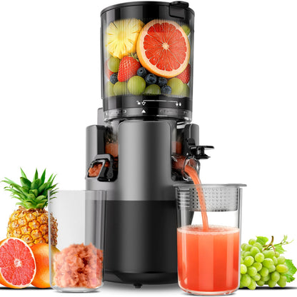 Staweiger Juicer Machines, Cold Press Juicer with 6" Extra Wide Chute, 90oz Capacity, Powerful AC Brushless Motor, High Juice Yield, Quiet Low db, BPA-Free Juicer Press For Whole Vegetables & Fruits