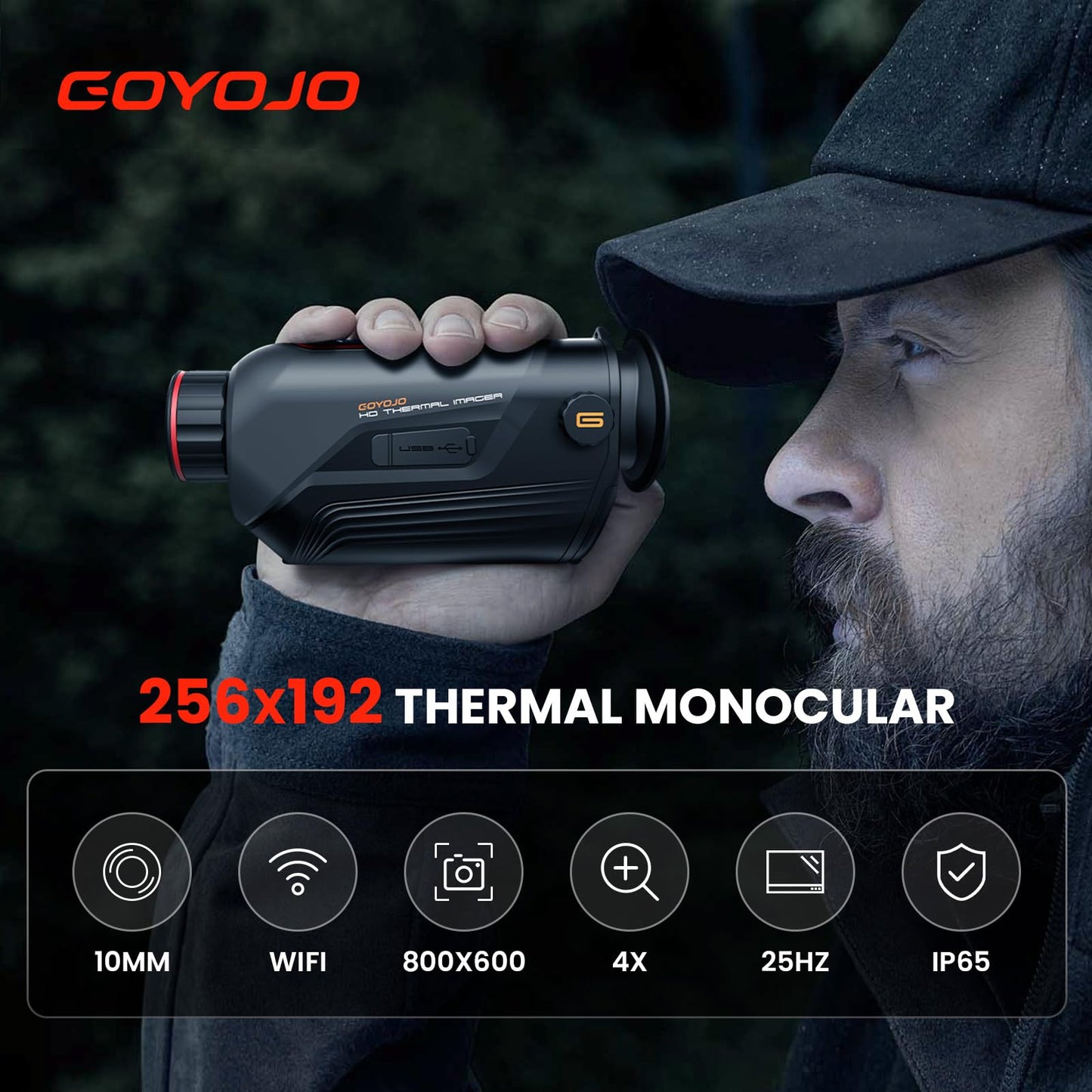 GOYOJO G210 Thermal Monocular, 256x192 Thermal Imaging Monoscope Camera for Adults, 10mm Focal Lens Vision Goggles Thermal Scopes for Night Hunting Camping