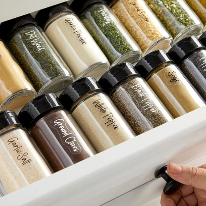 Talented Kitchen 272 Spice Labels Stickers, Clear Preprinted for Kitchen Spice Rack Organization