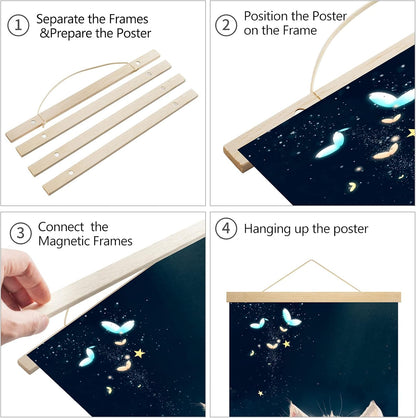 11 Inch Wide Magnetic Poster Hanger Frame - 11x17, 11x14, 11x22 Wood Frame for Posters, Prints, and Artwork