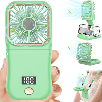 Mini Fan Handheld Foldable Fan, USB Personal Fans Portable Rechargeable Battery Fan 3 Speeds, Cute Face Cooling Fan for