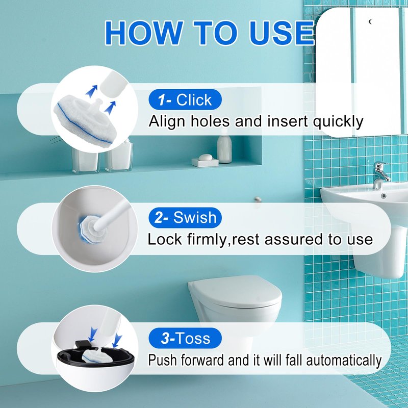 30 Count Toilet Bowl Wand Refills for Clorox, Disposable Toilet Bowl Wand Refill Compatible with Clorox Toilet Bowl Wand Clean System, Upgrade Fiber Bowl Cleaner Brush for Closestool Cleaning.