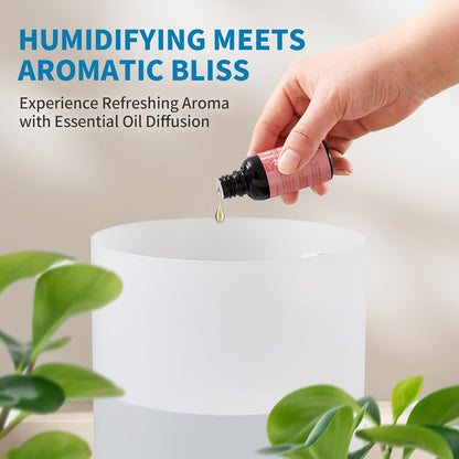 2.5L 25H Clarston Humidifiers for Bedroom, Cool Mist Humidifier with Essential Oils Diffuser and Nightlight, Top Fill