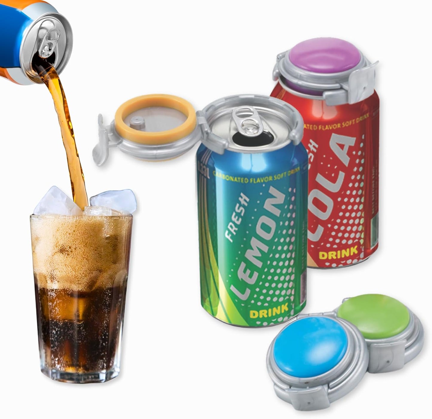 2 12oz 2 Pack Jokari Click Can Pump and Pour Carbonation Saver for Soda and Beer Cans Keep Fizzy Drinks Fresh Press On