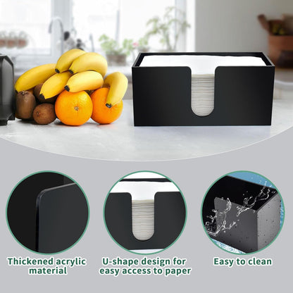 1Pack Countertop, Paper Towel Holder Black Acrylic Napkin Dispenser, Multifold Paper Towel Dispenser for Z-fold C-fold