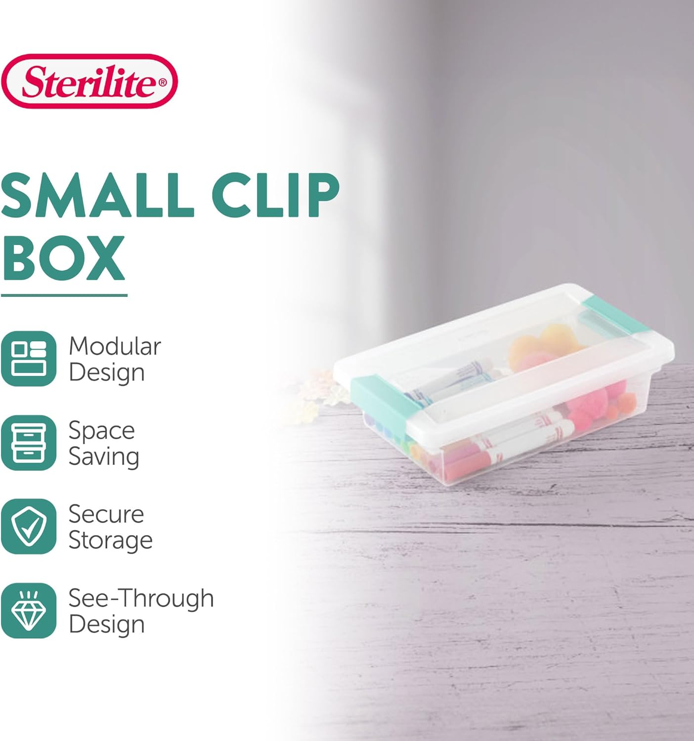Sterilite 30-Pack Clip Box | Stackable Clear Plastic Bins with Latching Lids for Arts & Crafts Storage
