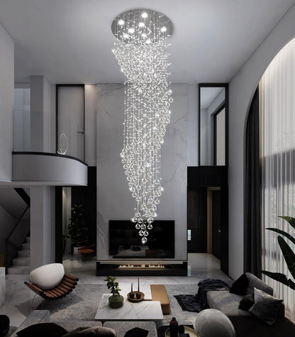 cenozo D24'' x H78'' Crystal Chandelier for Staircaes Glam Chandelier Large Raindrop Chandeliers LED Dimmable High Ceiling Light Fixtures for Hallway Foyer Entryway