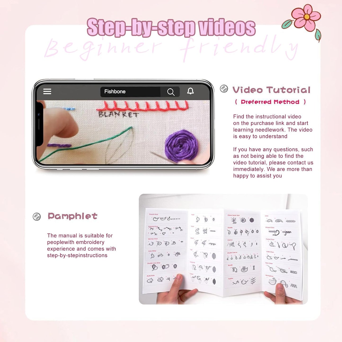 spicssa 2026 Upgraded Embroidery Stitch Book Kit, All in One Sewing Embroidery Kits, Starter Practice Patterns, Complete Tool kit and VideoTutorials, Gifts for Girlfriends, Mothers, and Craft Lovers