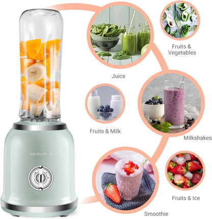 Personal Blender for Smoothies & Shakes, Portable Mini Blender with 2 Travel Bottles 20 oz, 6 Stainless Steel Blades