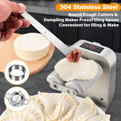 Automatic Dumpling Press Maker Machine, Household Easy Quick Electric Dumpling Maker Press Machine with Empanada Maker Press,Dough Cutters,Spoon and Brush- For Home Kitchen Christmas Birthday Gifts
