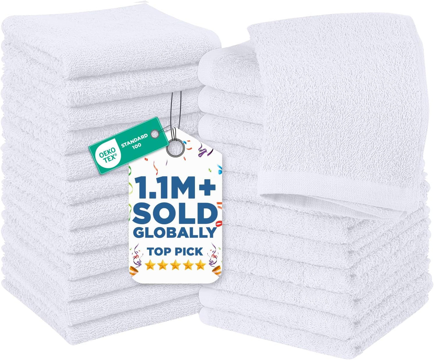 24 Pack [12x12] 100% DAN RIVER Wash Cloths for Showering - Cotton Washcloths Premium Quality Flannel Face Cloths