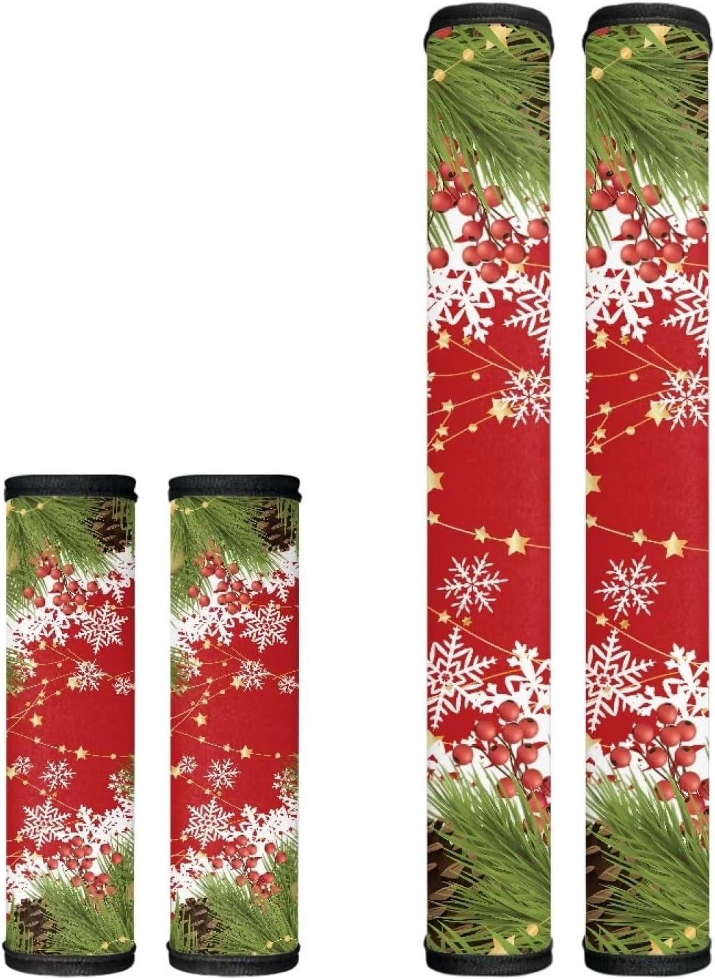 Christmas Print Refrigerator Door Handle Covers Set of 4, Washable Appliance Covers to Keep Kitchen Clean from Smudges
