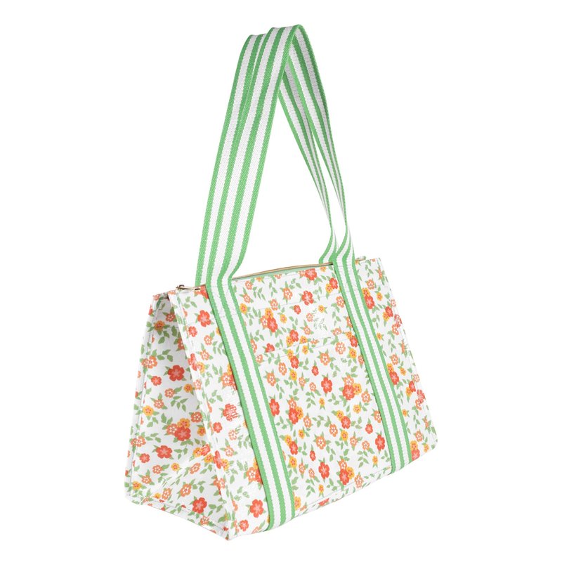 Martha Stewart Large Lunch Bag, Insulated Lunch Box for Women, Small, Water-Resistant with Comfortable Carry Straps, Small Cooler Measures 14" x 8" x 10", Floral Cloud Dancer