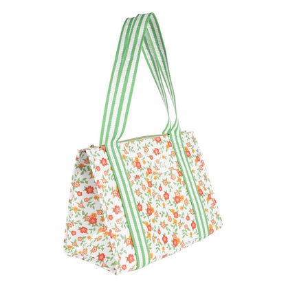 Martha Stewart Large Lunch Bag, Insulated Lunch Box for Women, Small, Water-Resistant with Comfortable Carry Straps, Small Cooler Measures 14" x 8" x 10", Floral Cloud Dancer