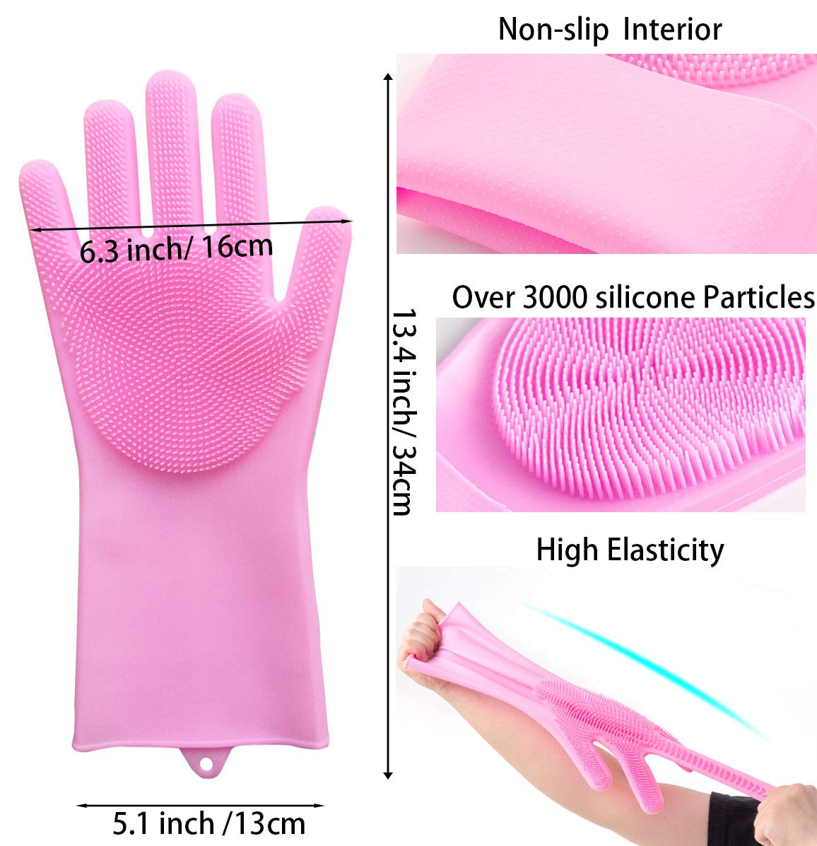Pet Grooming Gloves - Soft and Durable Silicone Scrubber for Bathing, Hair Removal for Dogs, Cats, Horses