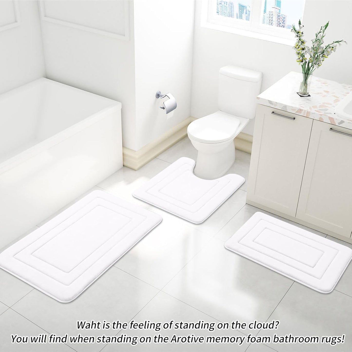Arotive Memory Foam Bathroom Rug Mat 36x24, Ultra Soft and Absorbent, Machine Wash Dry, Comfortable Bath Rug