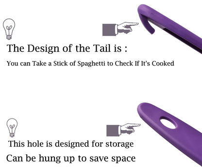 4 -in -1 Large Measure Portion Control/Nylon Spaghetti Spoon/Spoon Strainer/Spaghetti Measurer Tool Quick Pasta Measuring Tool With 3 Different Sizes Measuring Holes,For Kitchen Cooking Tool 【PURPLE】