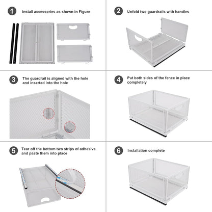 Sliding Cabinet Basket Organizer, Heavy Duty Carbon Steel Self Adhesive Slide Out Pantry Shelves for Kitchen