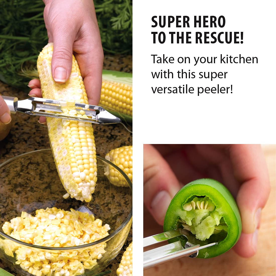 Rada Cutlery Deluxe Vegetable Peeler (R141), 2" Stainless Steel Swiveling Blade, Silver Handle