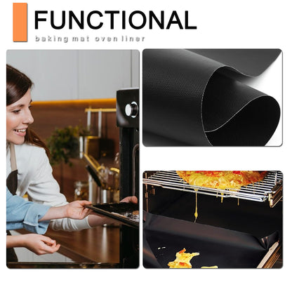 Oven Liners for Bottom of Oven - 5 Pack Large Heavy Duty Mats, 17”x25” Non-Stick Reusable Liner for Electric, Gas, Toaster Ovens, Grills - Kitchen Accessory to Keep Oven Clean (5, Black)