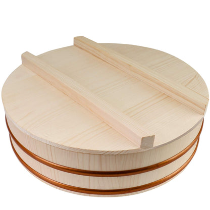 Kichgather Wooden Sushi Rice Bowl with Lid Hangiri Sushi Oke Sushi Rice Mixing Tub (13 “ with lid)