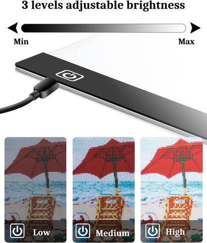 A3 LED Light Pad for Diamond Painting,Ratukall Diamond Art Light Board Kit,Adjustable Brightness Light Box for Tracing with Diamond Painting Accessories and Tools Includes Storage Case, Pens,Stand