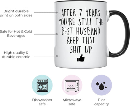 YouNique Designs 7 Year Anniversary Coffee Mug for Him, 11 Ounces, 7th Wedding Anniversary Cup