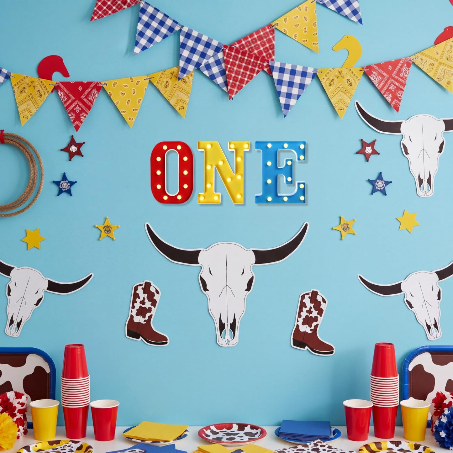 Aurelema Cartoon One Letter LED Lights, Toy Inspire 8.9 Inch Battery Powered LED Marquee Letters Lights Sign for 1 Year Old First Birthday Party Supplies Table Centerpieces Photo Prop Decor (Rainbow)