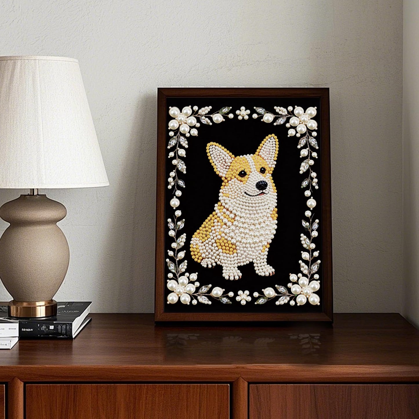Stalente Pearl Diamond Painting Kits for Adults Dog, 5D Special Shape Diamond Art Kits for Beginners, Crystal Rhinestones Diamond Painting for Home Wall Decoration Gift 12×16inch, Animal