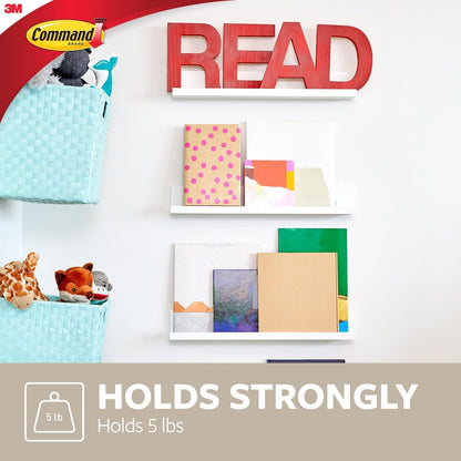Command Picture Ledge, 21" Floating Shelf with Adhesive Strips, Quartz, Damage Free Hanging, 1 Ledge & 10 Strips